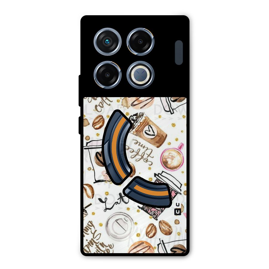 Cute Coffee Pattern Metal Back Case for Infinix GT 20 Pro