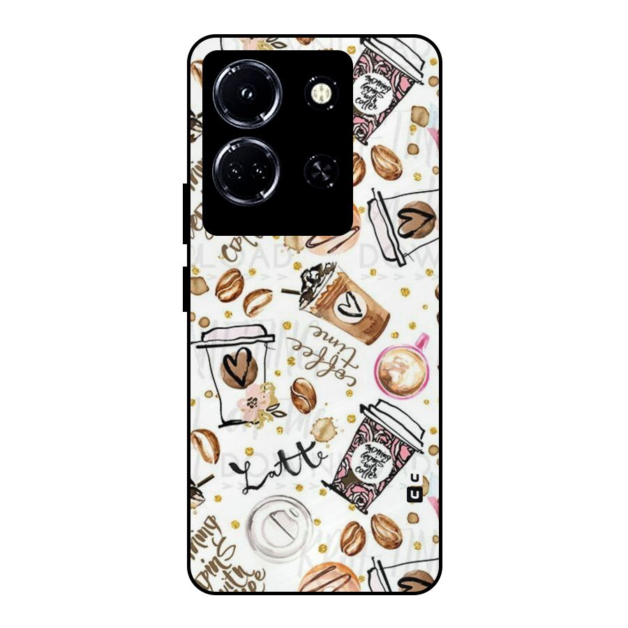 Cute Coffee Pattern Metal Back Case for Infinix Note 30 5G
