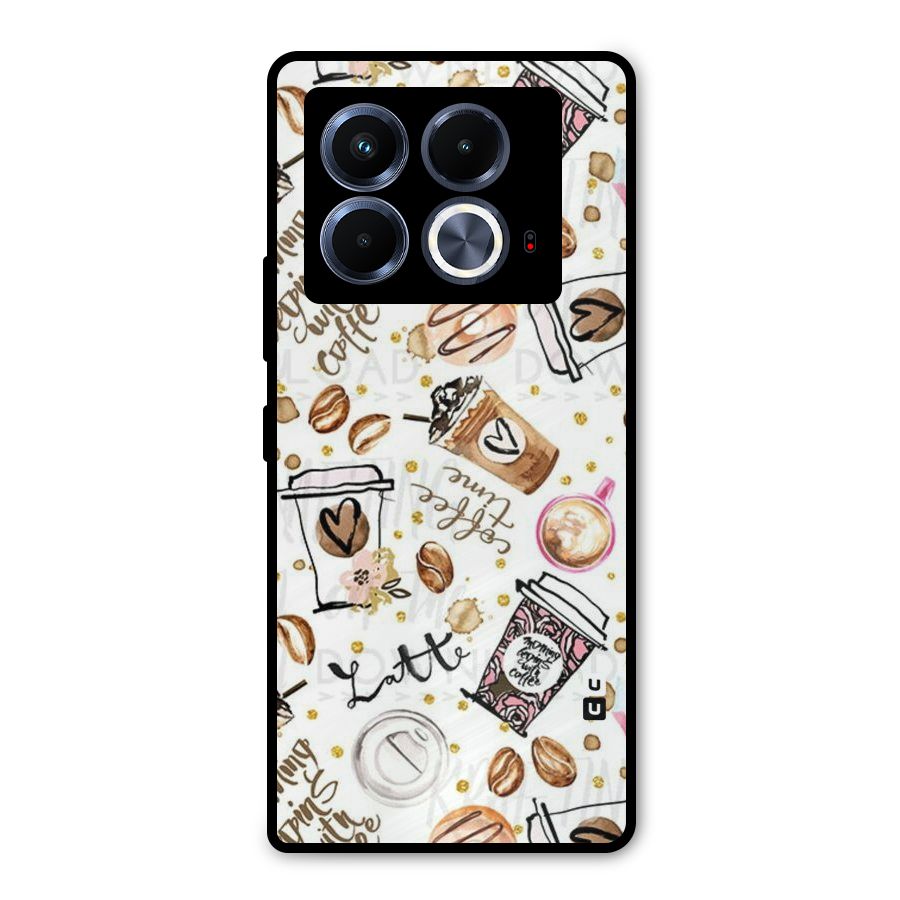 Cute Coffee Pattern Metal Back Case for Infinix Note 40 5G