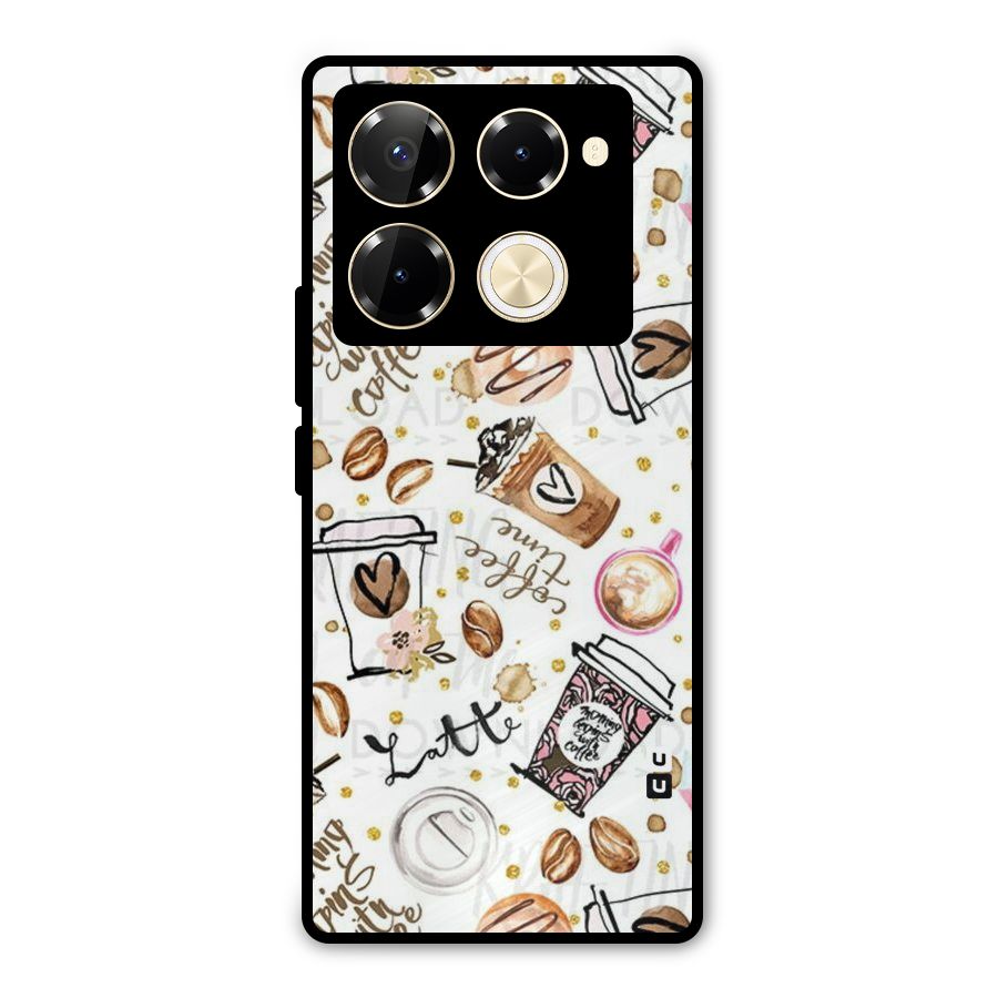 Cute Coffee Pattern Metal Back Case for Infinix Note 40 Pro