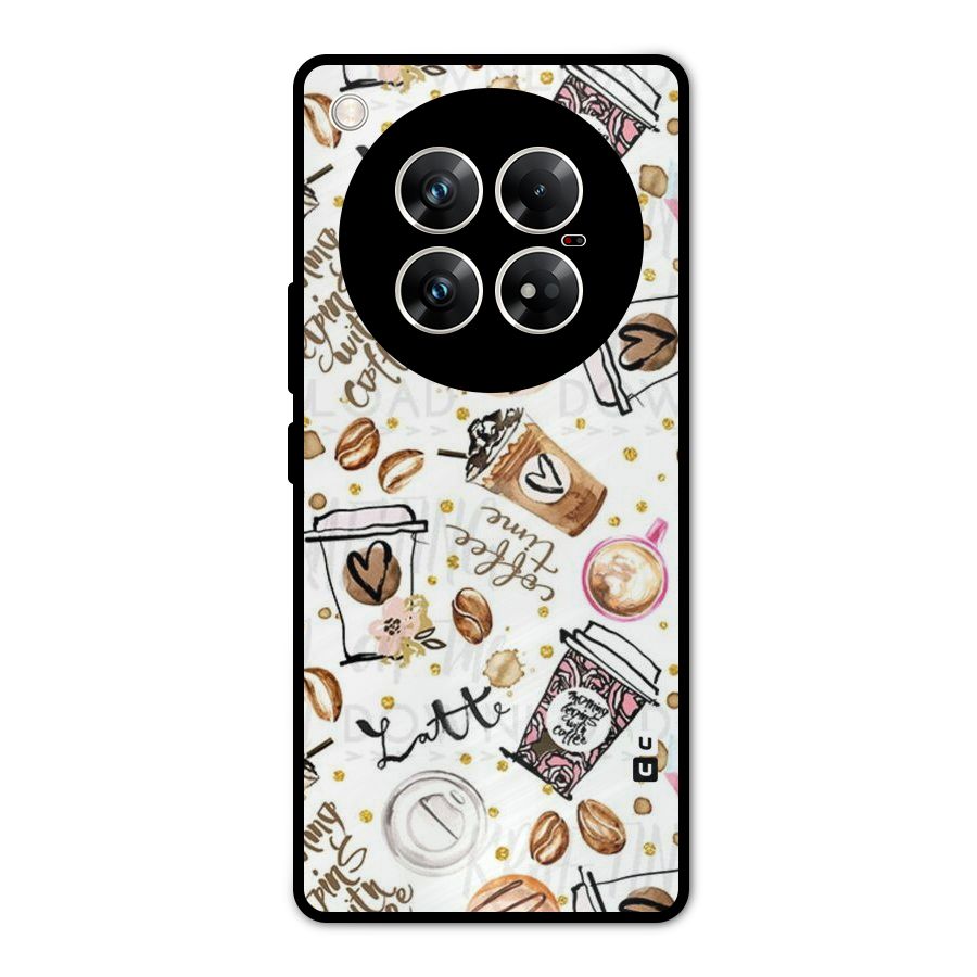Cute Coffee Pattern Metal Back Case for Infinix Zero 40 5G