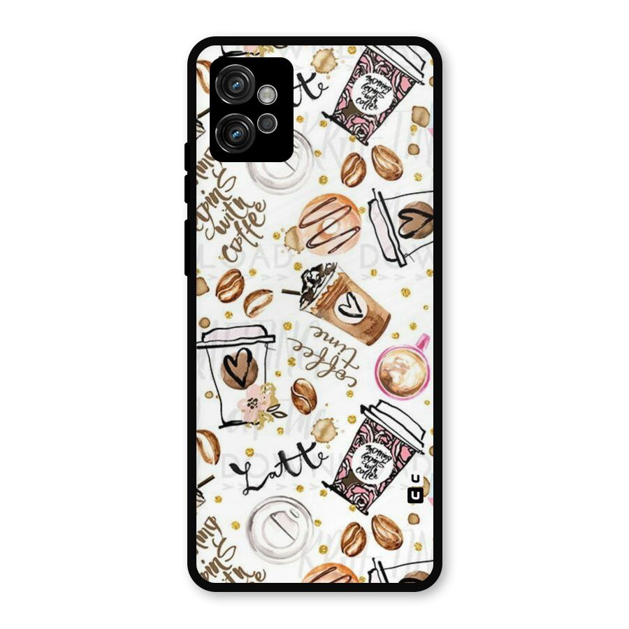 Cute Coffee Pattern Metal Back Case for Moto G32