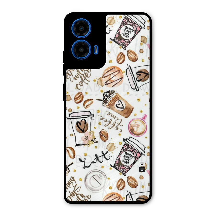 Cute Coffee Pattern Metal Back Case for Moto G45