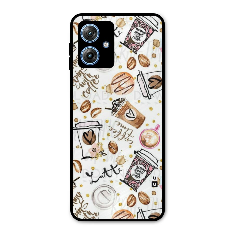 Cute Coffee Pattern Metal Back Case for Moto G54