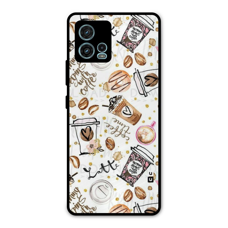 Cute Coffee Pattern Metal Back Case for Moto G72