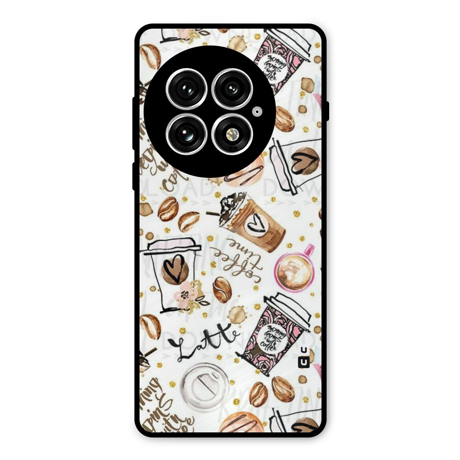 Cute Coffee Pattern Metal Back Case for OnePlus 13