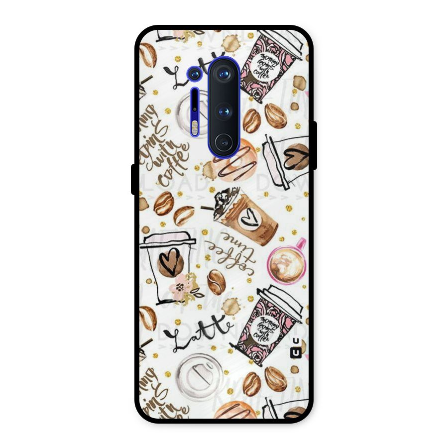 Cute Coffee Pattern Metal Back Case for OnePlus 8 Pro