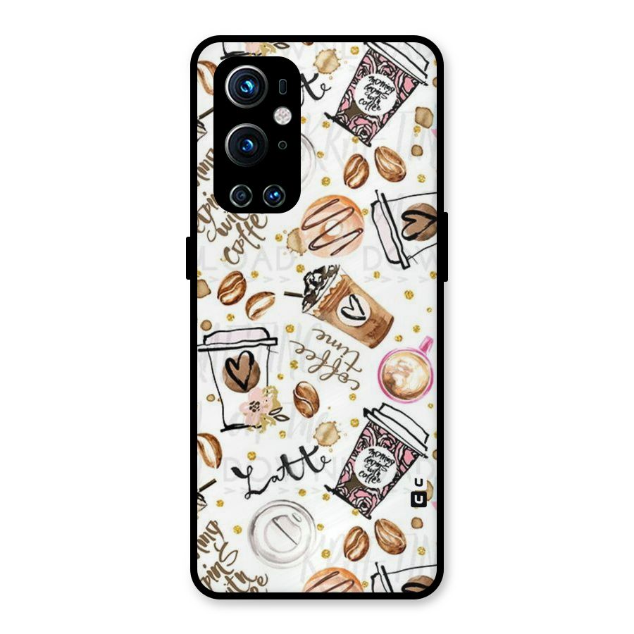 Cute Coffee Pattern Metal Back Case for OnePlus 9 Pro