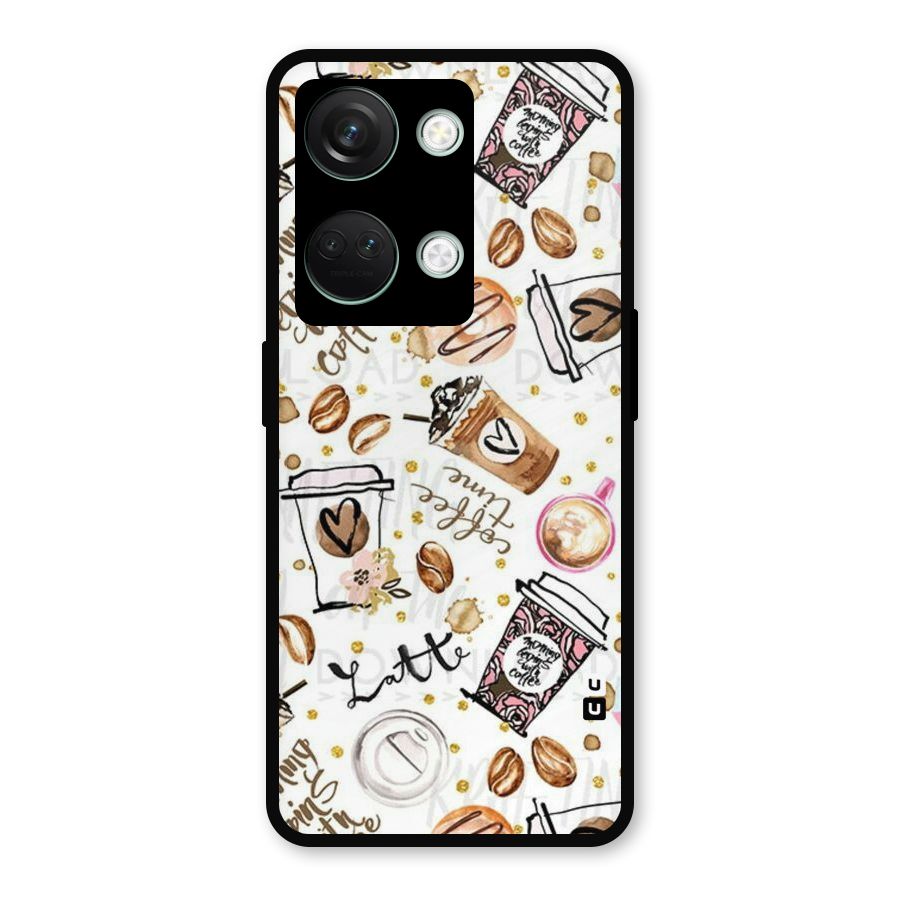 Cute Coffee Pattern Metal Back Case for OnePlus Nord 3