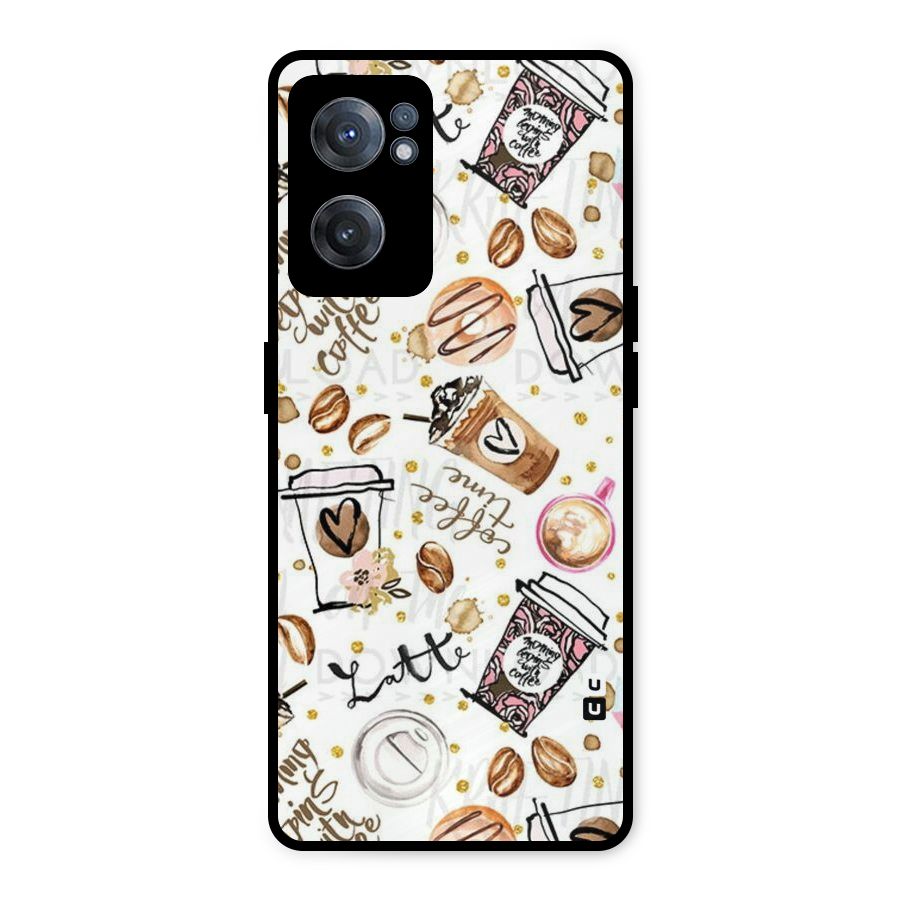 Cute Coffee Pattern Metal Back Case for OnePlus Nord CE 2 5G