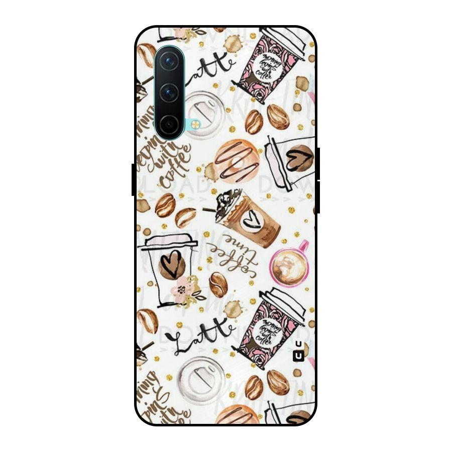 Cute Coffee Pattern Metal Back Case for OnePlus Nord CE 5G