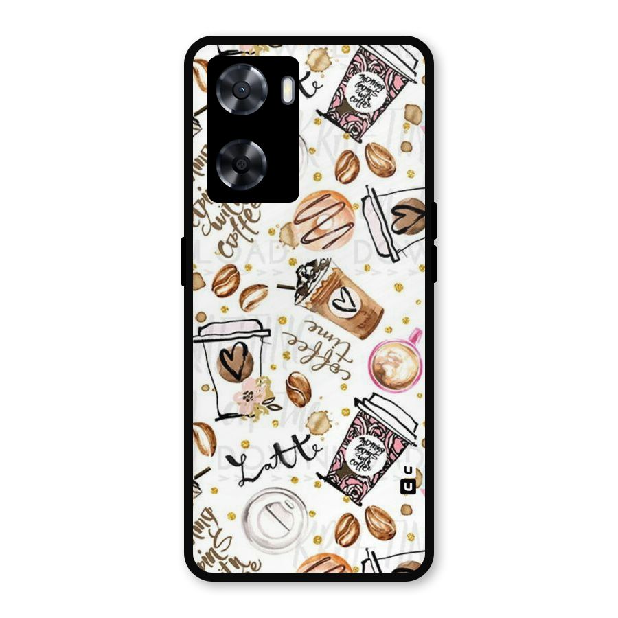Cute Coffee Pattern Metal Back Case for OnePlus Nord N20 SE