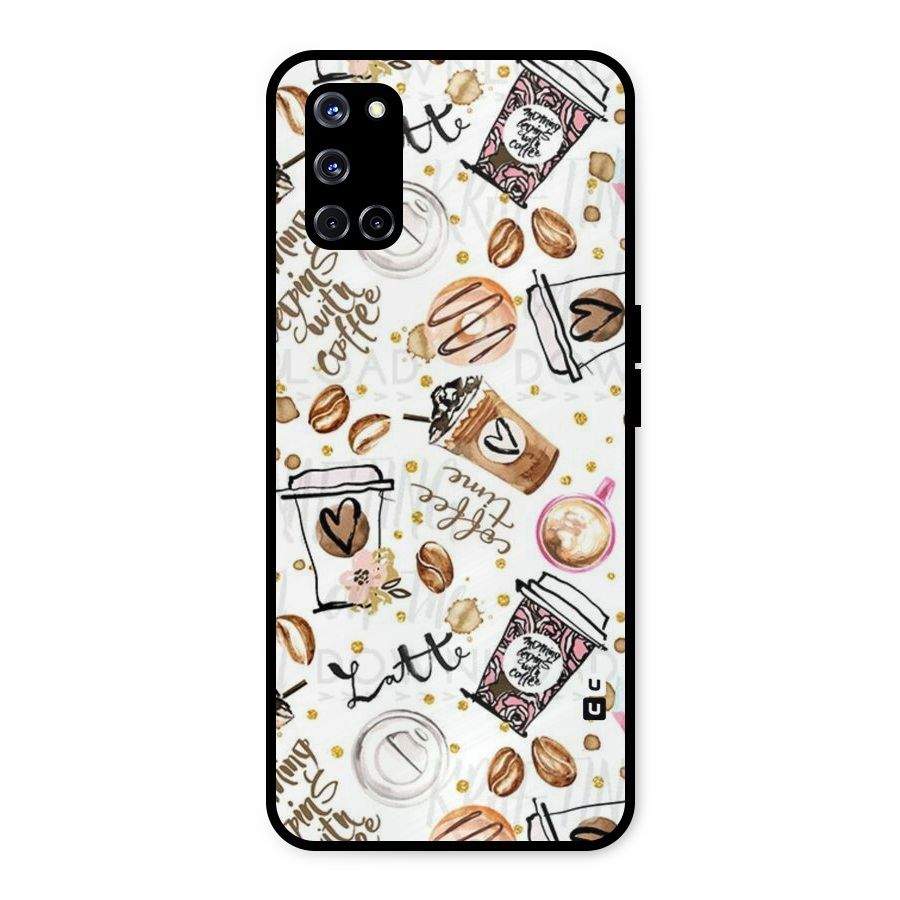Cute Coffee Pattern Metal Back Case for Oppo A52