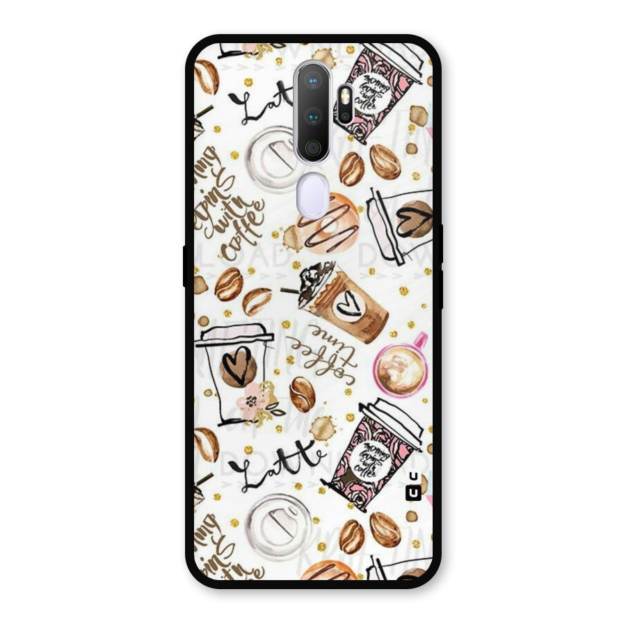 Cute Coffee Pattern Metal Back Case for Oppo A9 (2020)
