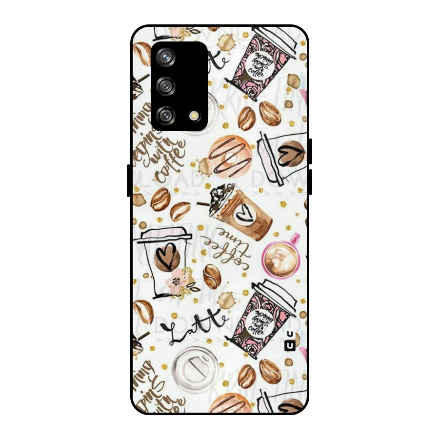 Cute Coffee Pattern Metal Back Case for Oppo F19