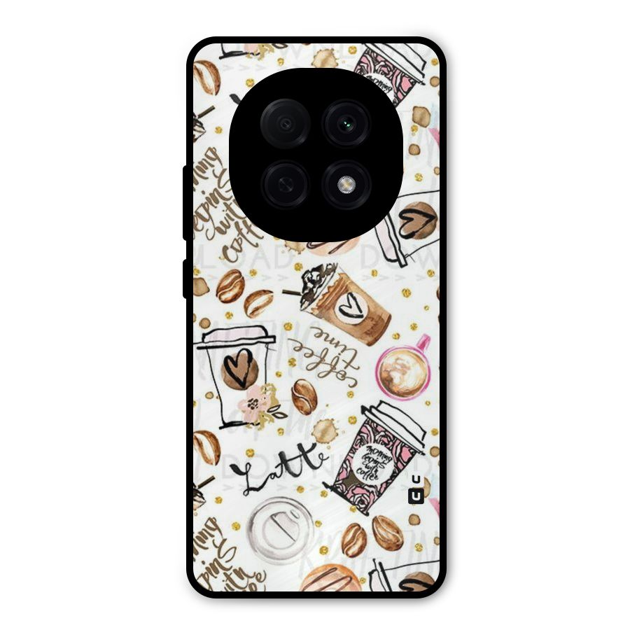 Cute Coffee Pattern Metal Back Case for Oppo F29 Pro