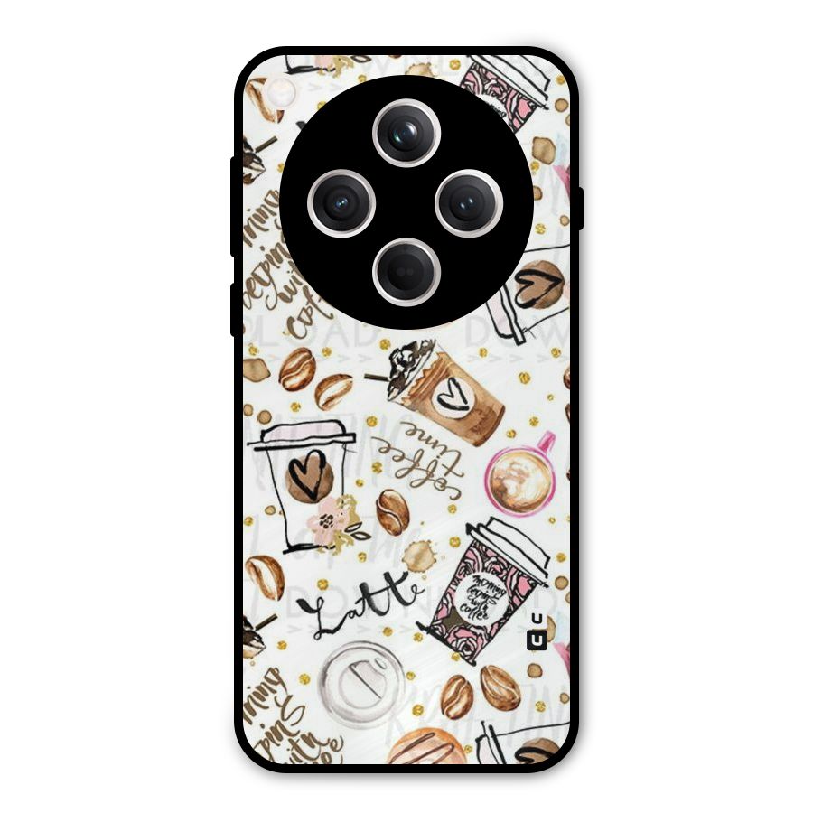 Cute Coffee Pattern Metal Back Case for Oppo Find X8