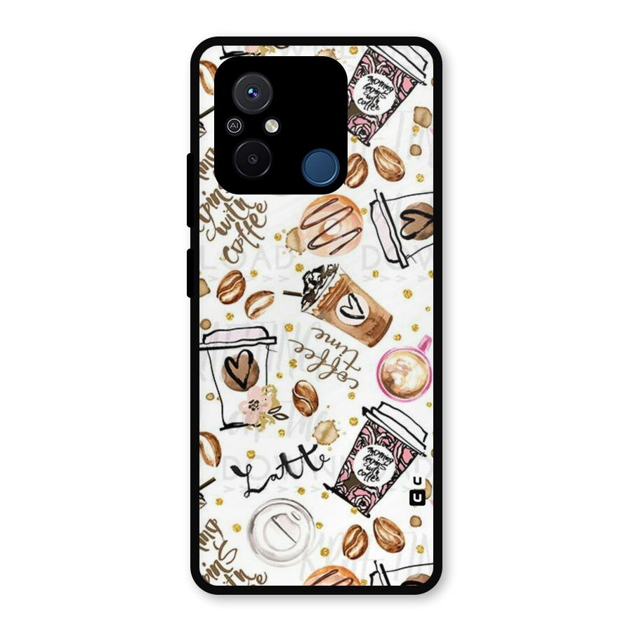 Cute Coffee Pattern Metal Back Case for Poco C55