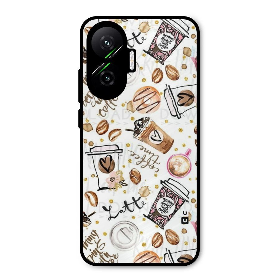 Cute Coffee Pattern Metal Back Case for Poco F7