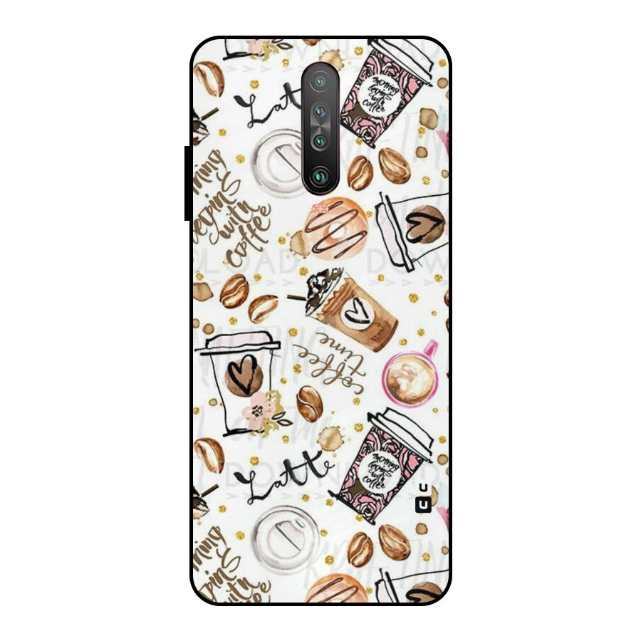 Cute Coffee Pattern Metal Back Case for Poco X2