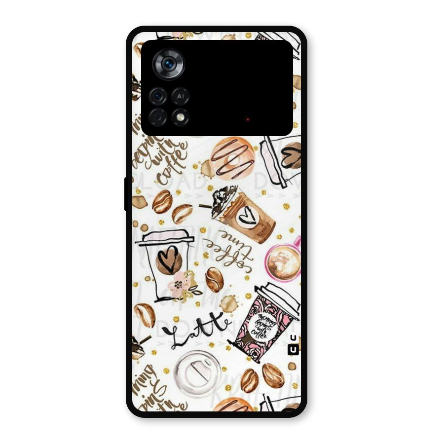 Cute Coffee Pattern Metal Back Case for Poco X4 Pro 5G