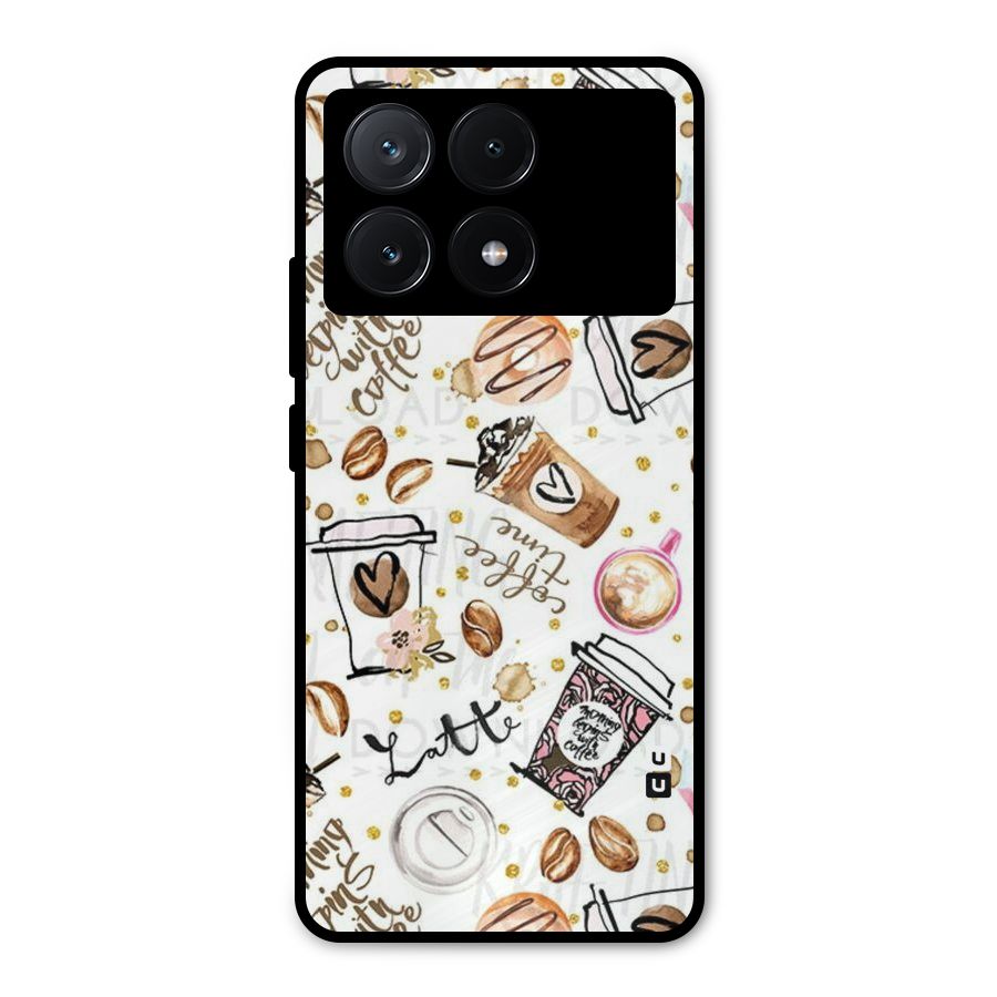 Cute Coffee Pattern Metal Back Case for Poco X6 Pro