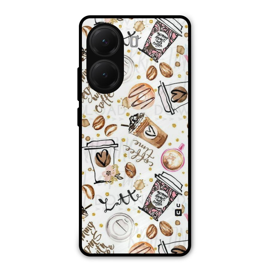 Cute Coffee Pattern Metal Back Case for Poco X7 Pro