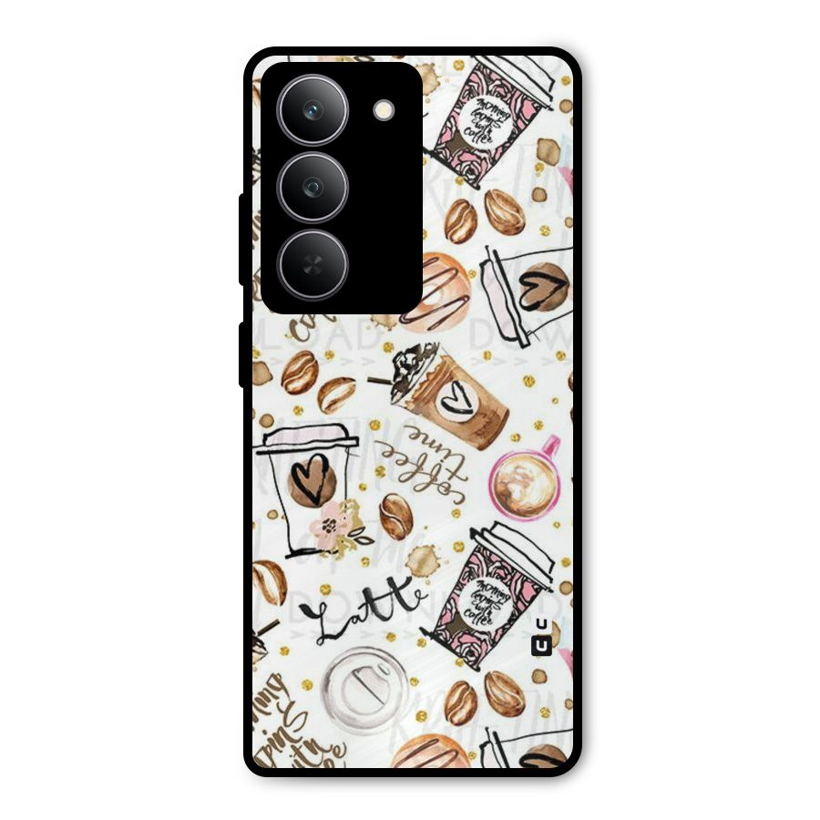Cute Coffee Pattern Metal Back Case for Realme 14x