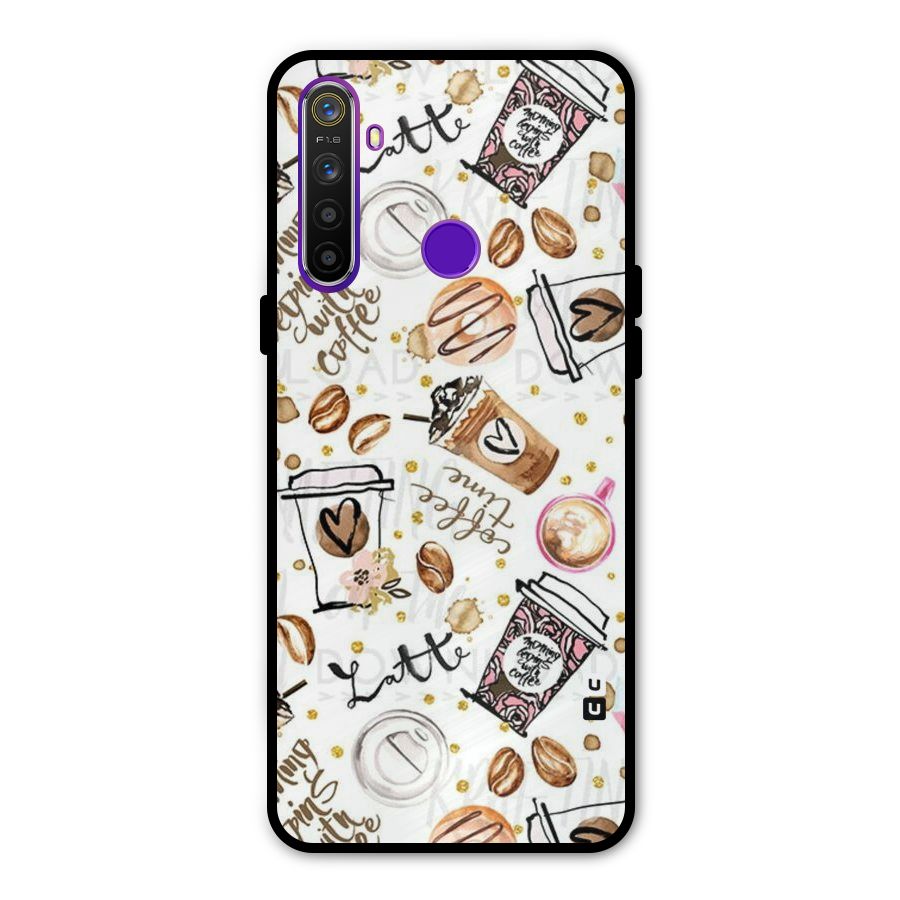 Cute Coffee Pattern Metal Back Case for Realme 5i