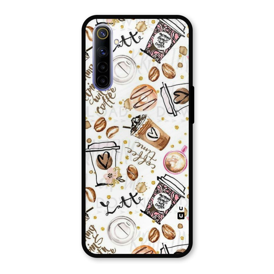 Cute Coffee Pattern Metal Back Case for Realme 6i