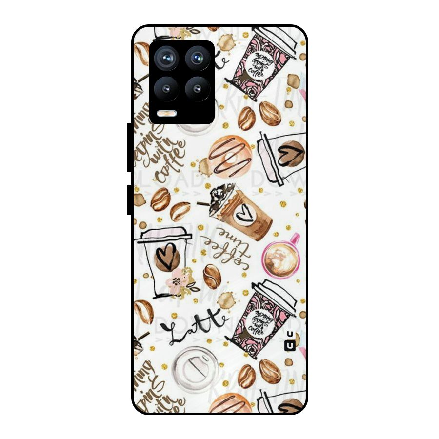 Cute Coffee Pattern Metal Back Case for Realme 8 Pro