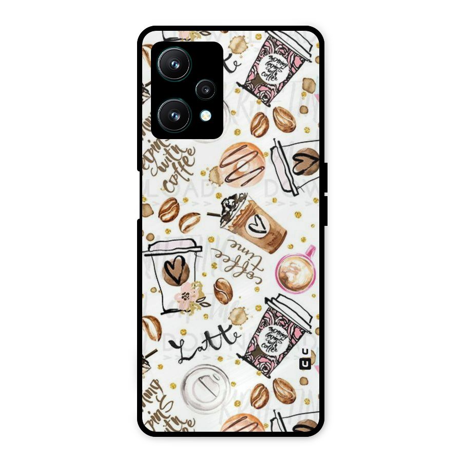 Cute Coffee Pattern Metal Back Case for Realme 9 Pro 5G
