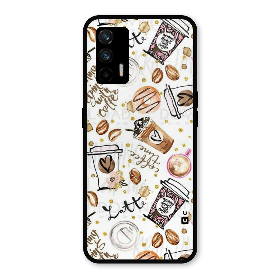 Cute Coffee Pattern Metal Back Case for Realme GT 5G