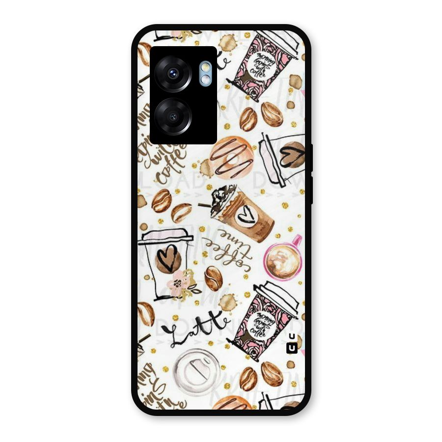 Cute Coffee Pattern Metal Back Case for Realme Narzo 50 5G
