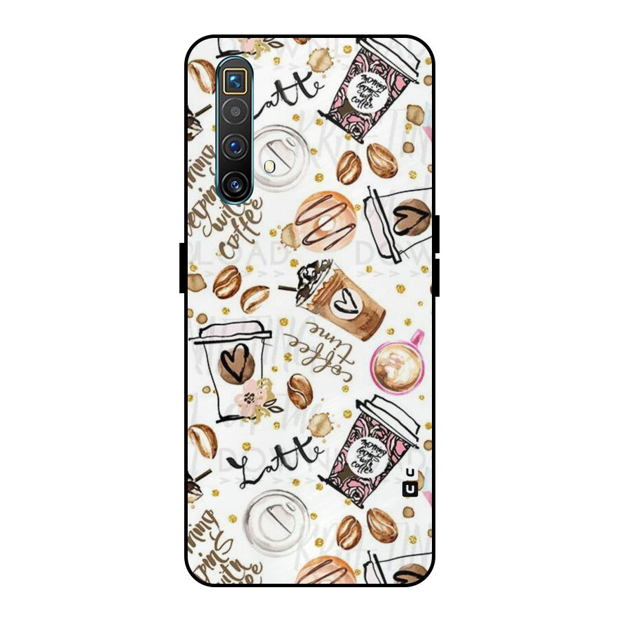 Cute Coffee Pattern Metal Back Case for Realme X3 SuperZoom