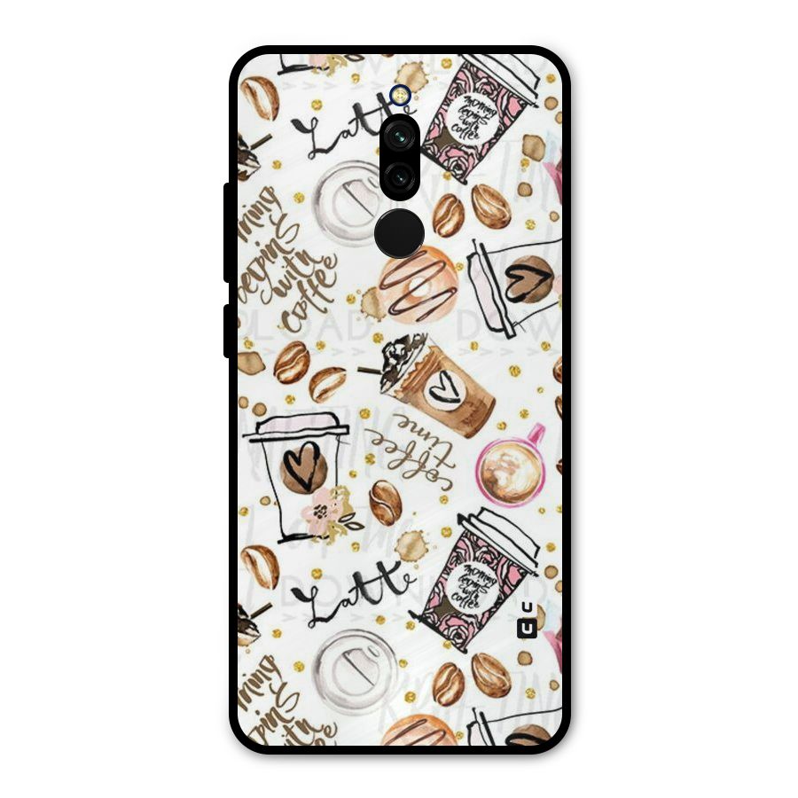Cute Coffee Pattern Metal Back Case for Redmi 8