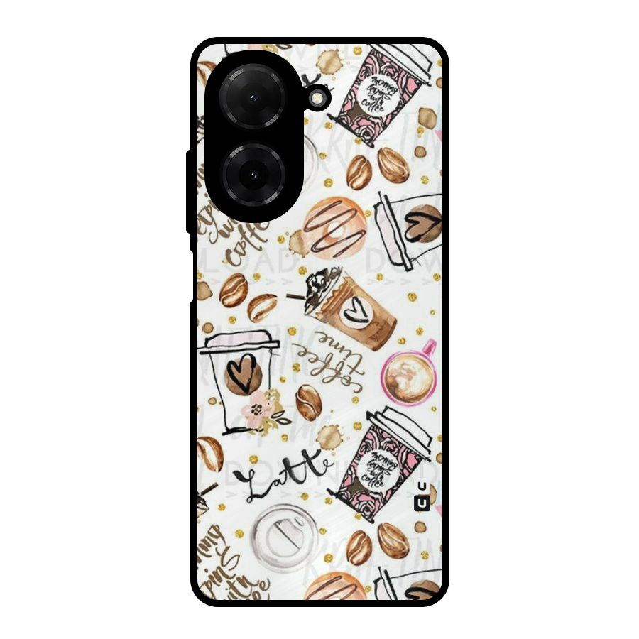 Cute Coffee Pattern Metal Back Case for Redmi A5 4G