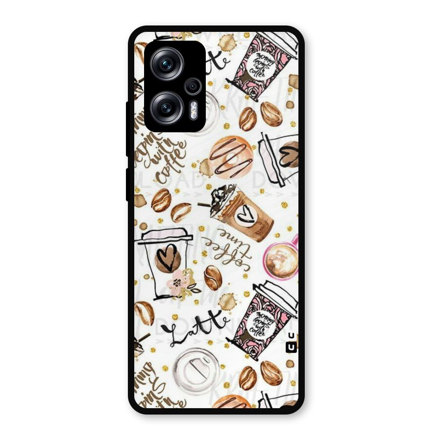 Cute Coffee Pattern Metal Back Case for Redmi K50i
