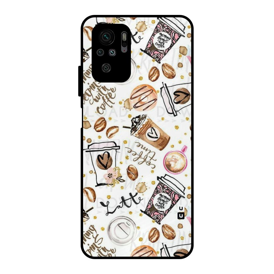 Cute Coffee Pattern Metal Back Case for Redmi Note 10S