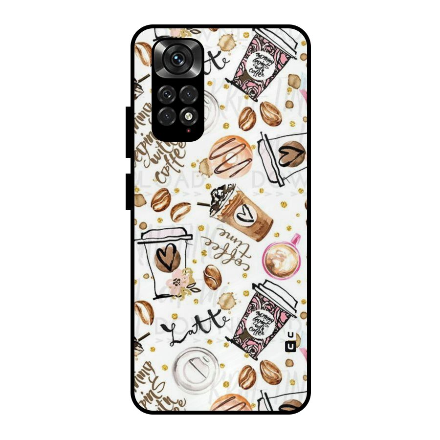 Cute Coffee Pattern Metal Back Case for Redmi Note 11 Pro