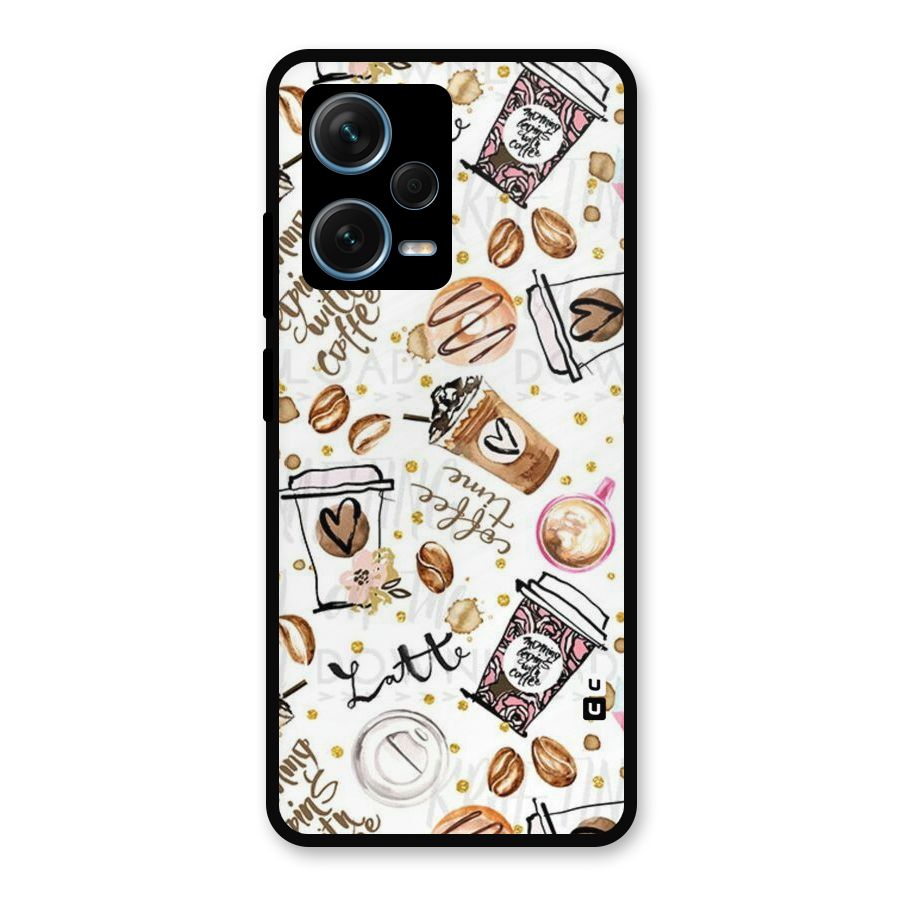 Cute Coffee Pattern Metal Back Case for Redmi Note 12 Pro Plus 5G