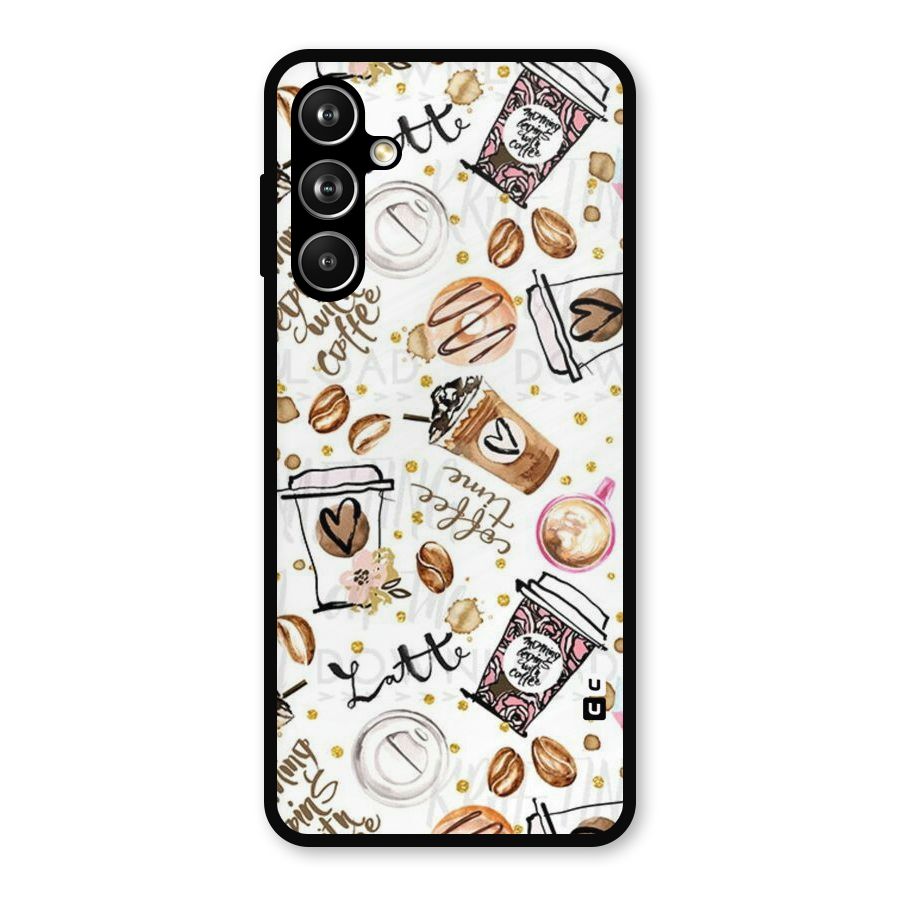 Cute Coffee Pattern Metal Back Case for Samsung Galaxy M54