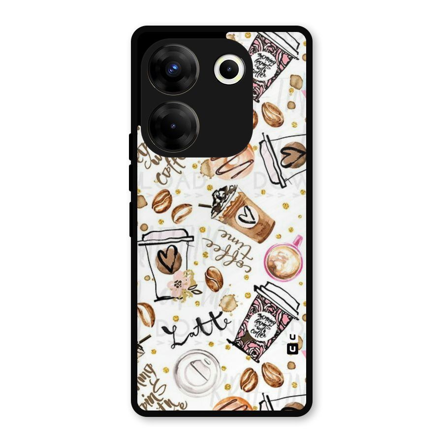 Cute Coffee Pattern Metal Back Case for Tecno Camon 20