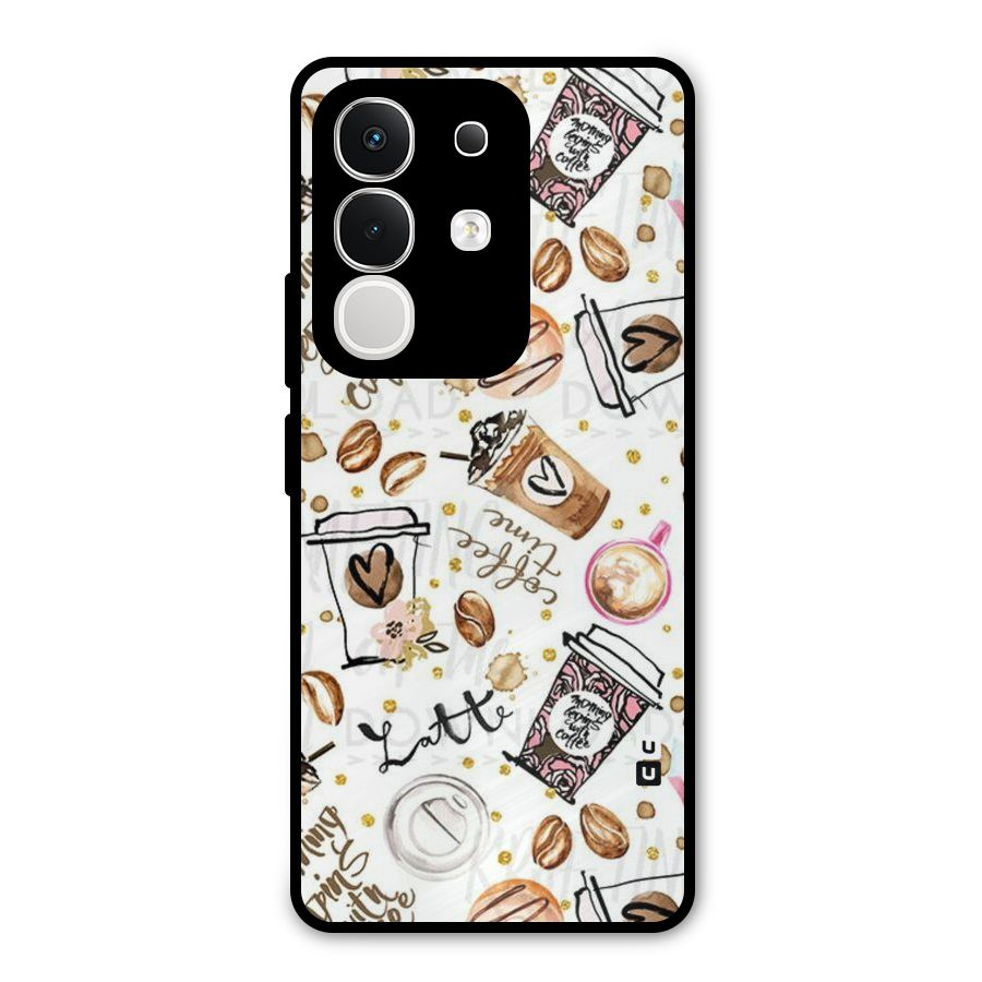 Cute Coffee Pattern Metal Back Case for Vivo T4x