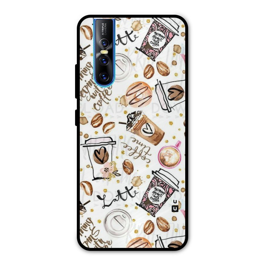 Cute Coffee Pattern Metal Back Case for Vivo V15 Pro