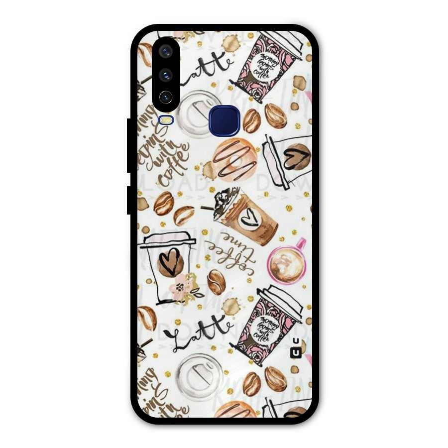 Cute Coffee Pattern Metal Back Case for Vivo V17