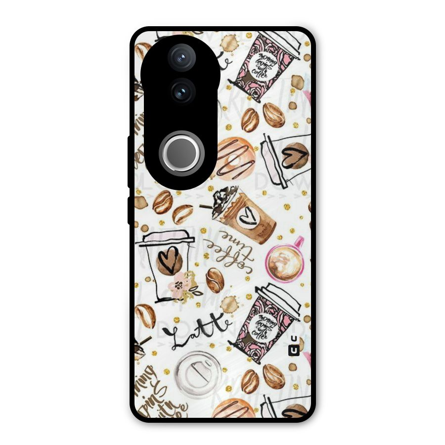 Cute Coffee Pattern Metal Back Case for Vivo V50