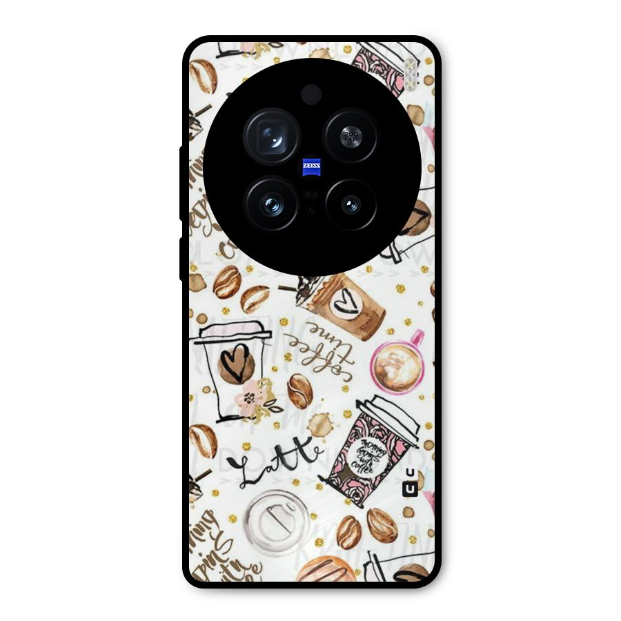 Cute Coffee Pattern Metal Back Case for Vivo X200 Pro