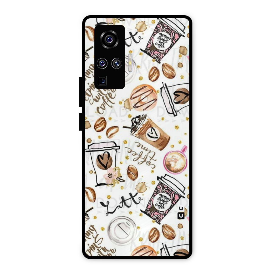Cute Coffee Pattern Metal Back Case for Vivo X50 Pro