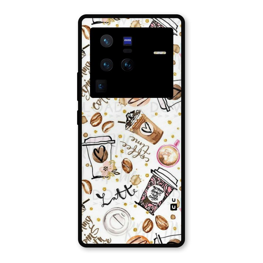 Cute Coffee Pattern Metal Back Case for Vivo X80 Pro